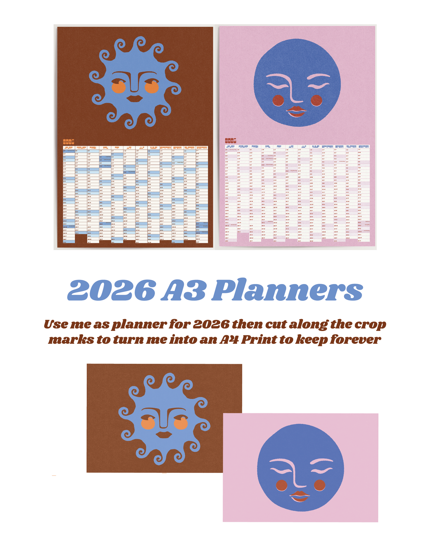 2026 Sun Face A3 Planner Calendar