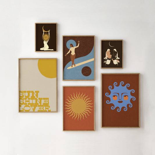 Yin Yang Surf Glider Art print Chocolate Blue