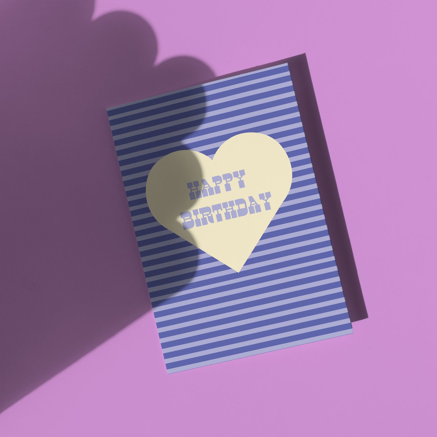 Happy Birthday Blue Stripe Greeting Card