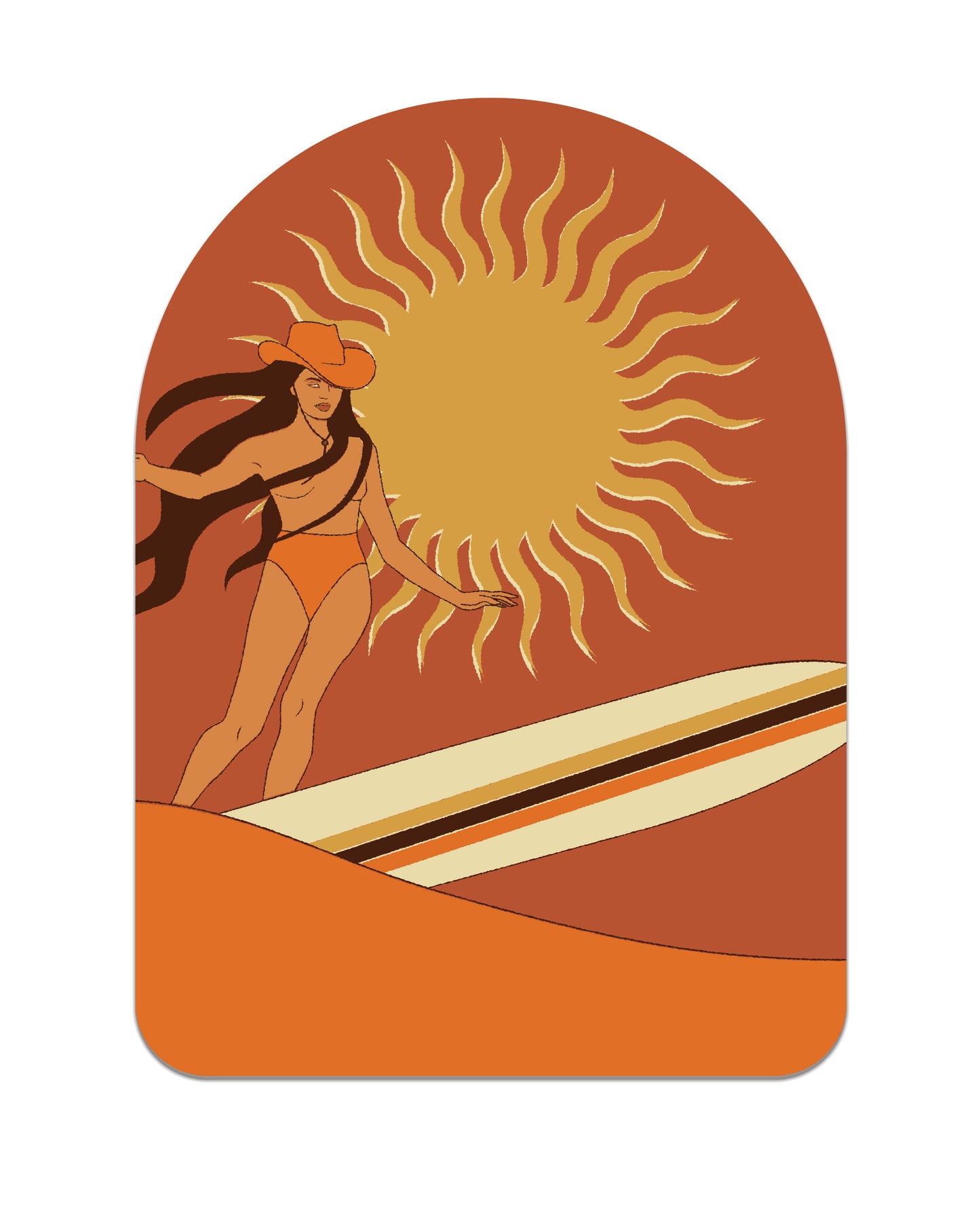 Tangerine Cowgirl Surfer Sticker