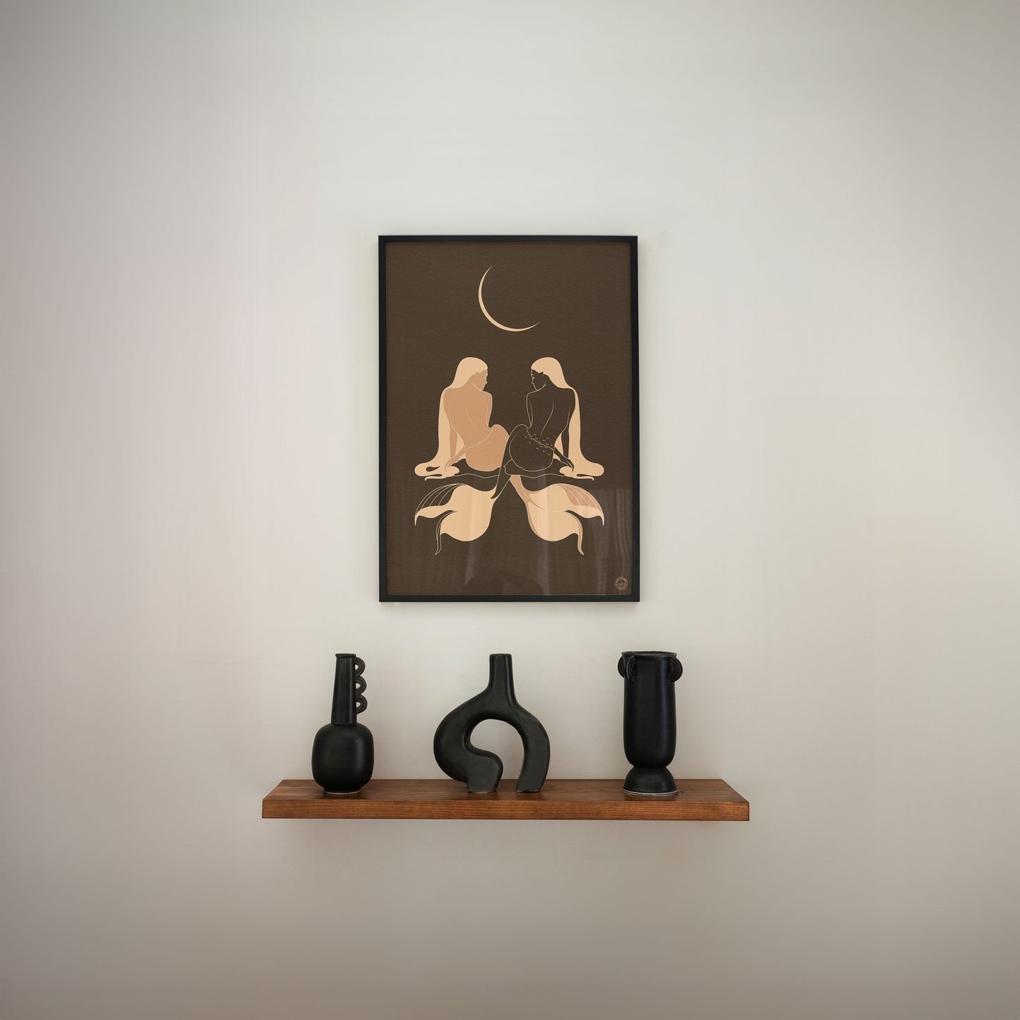 Twin Mermaid Moon Art Print