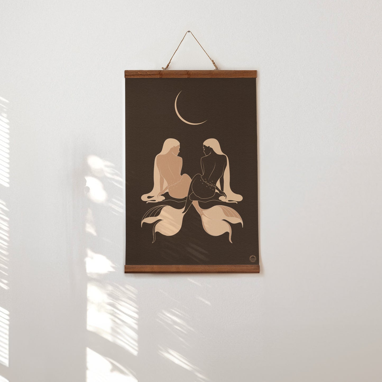 Twin Mermaid Moon Art Print