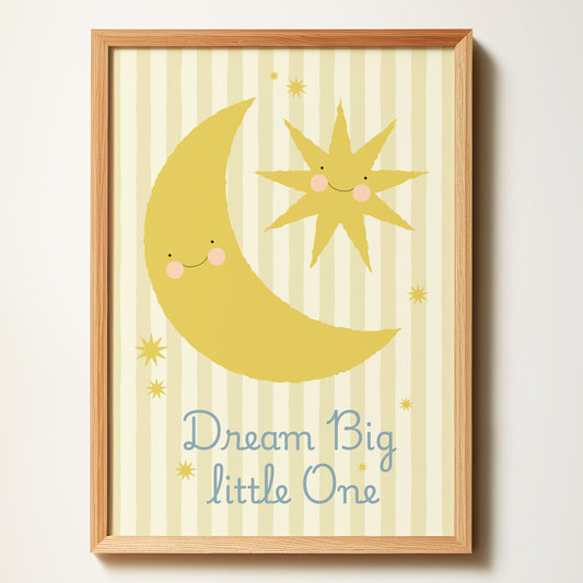 Moon Stripe Pattern Nursery Print – Dream Big Little One