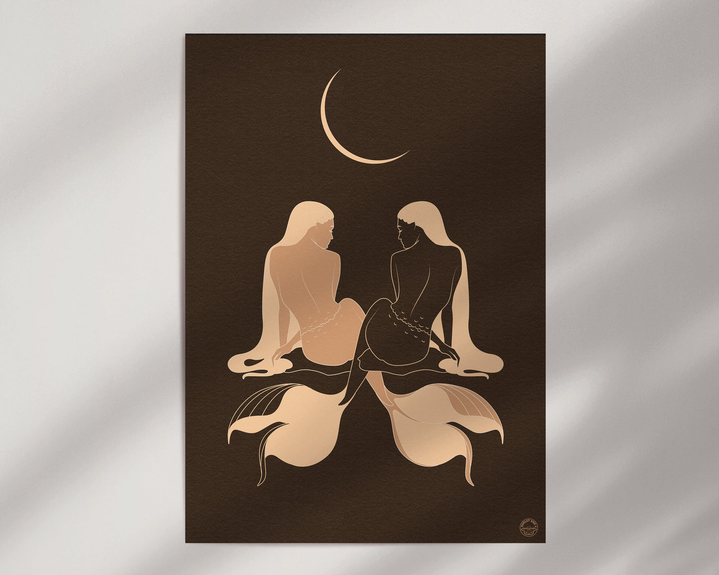 Twin Mermaid Moon Art Print