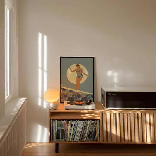 Floral Surfer Moody Blue Art Print