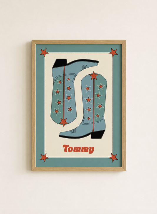 Cow girl boot Custom Name Poster