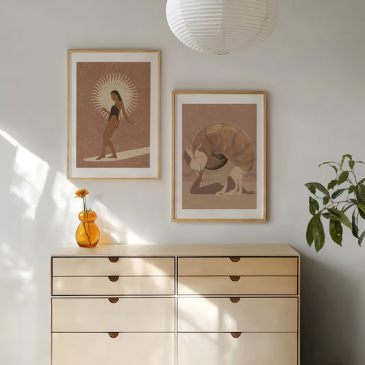 Sun Glider Terracotta Surfer Art Print