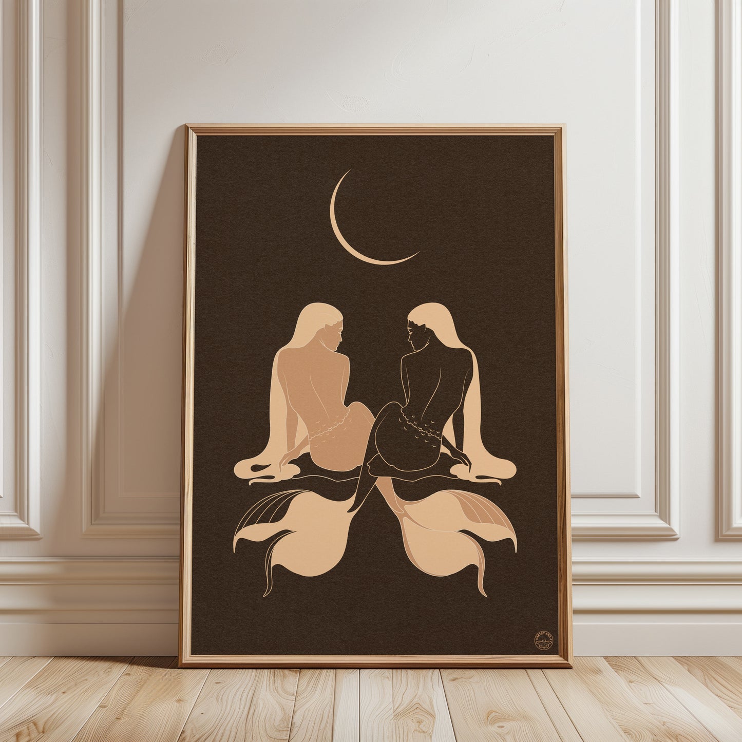 Twin Mermaid Moon Art Print