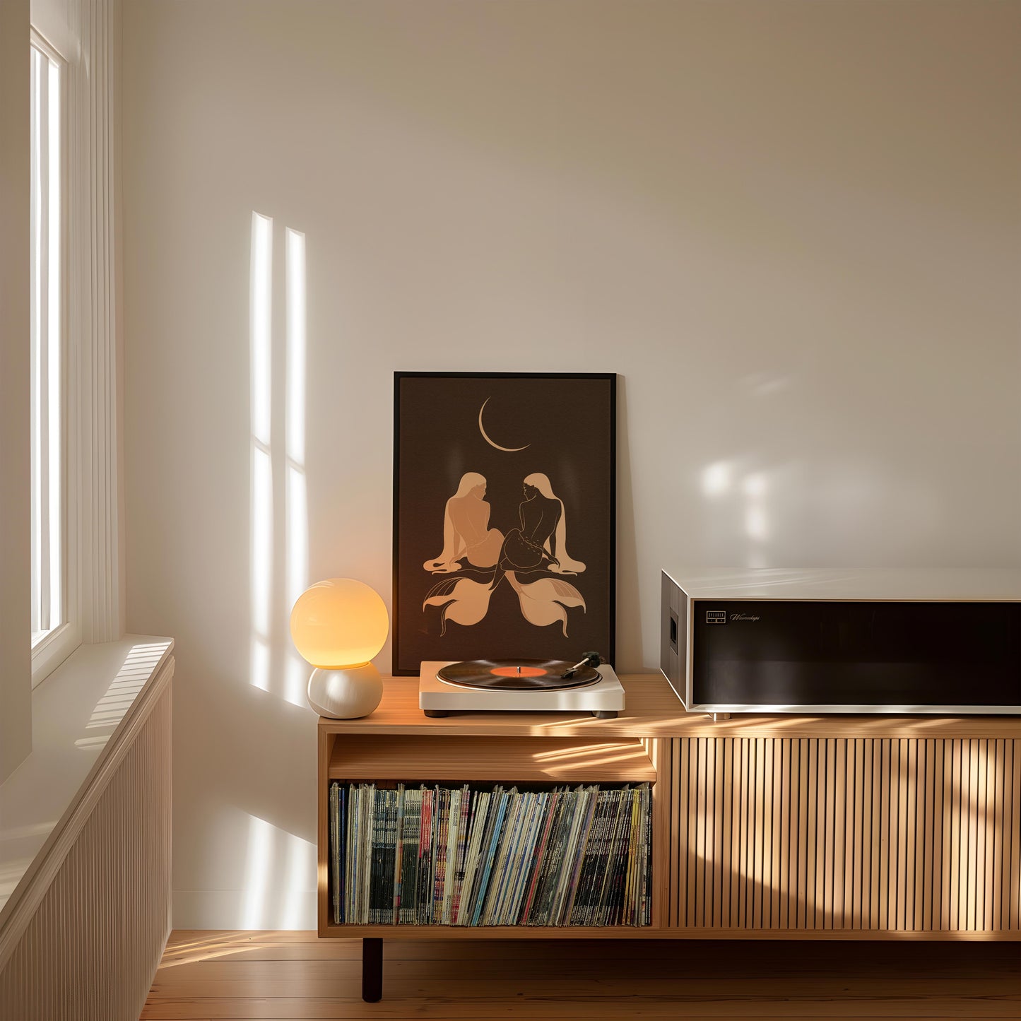 Twin Mermaid Moon Art Print