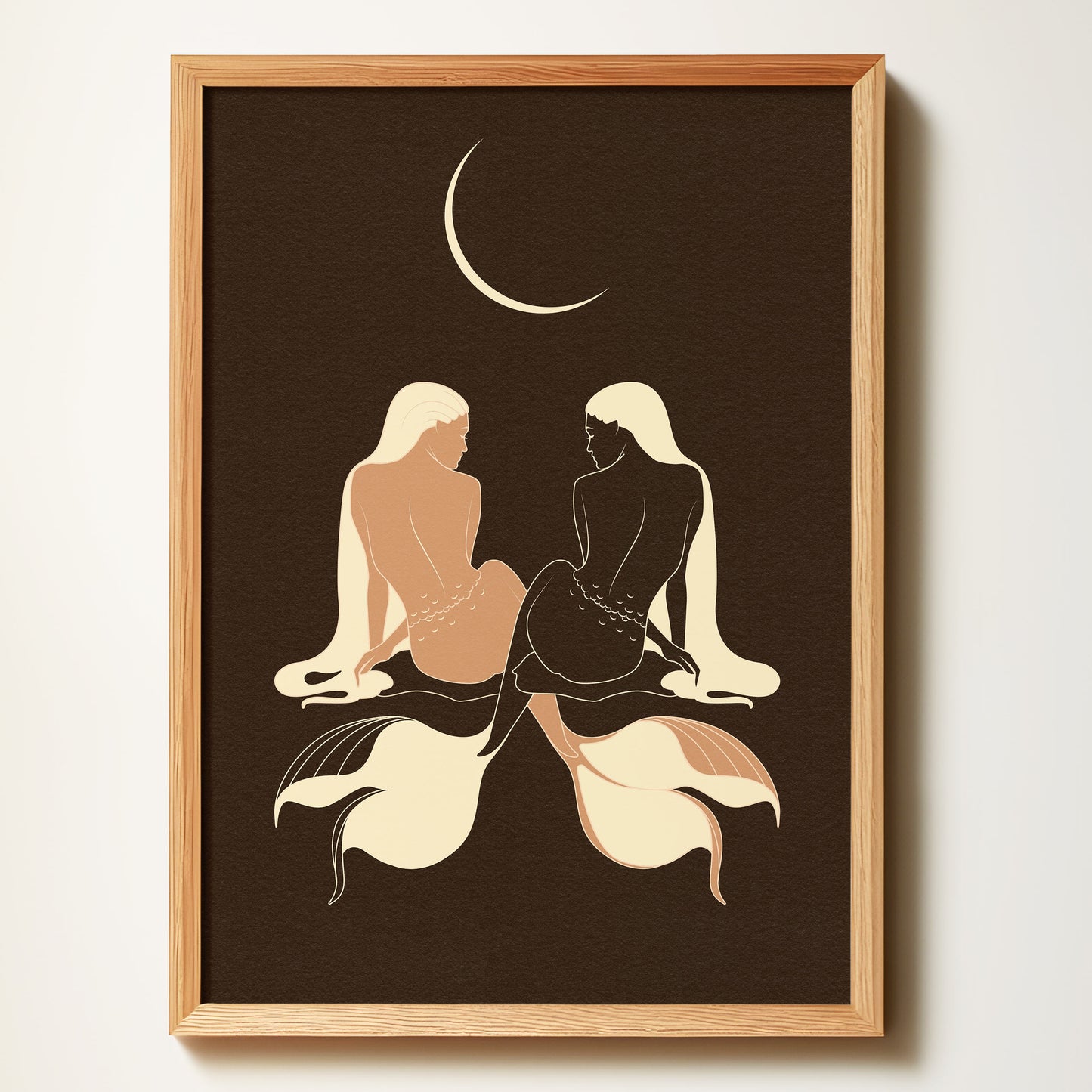 Twin Mermaid Moon A3 Print