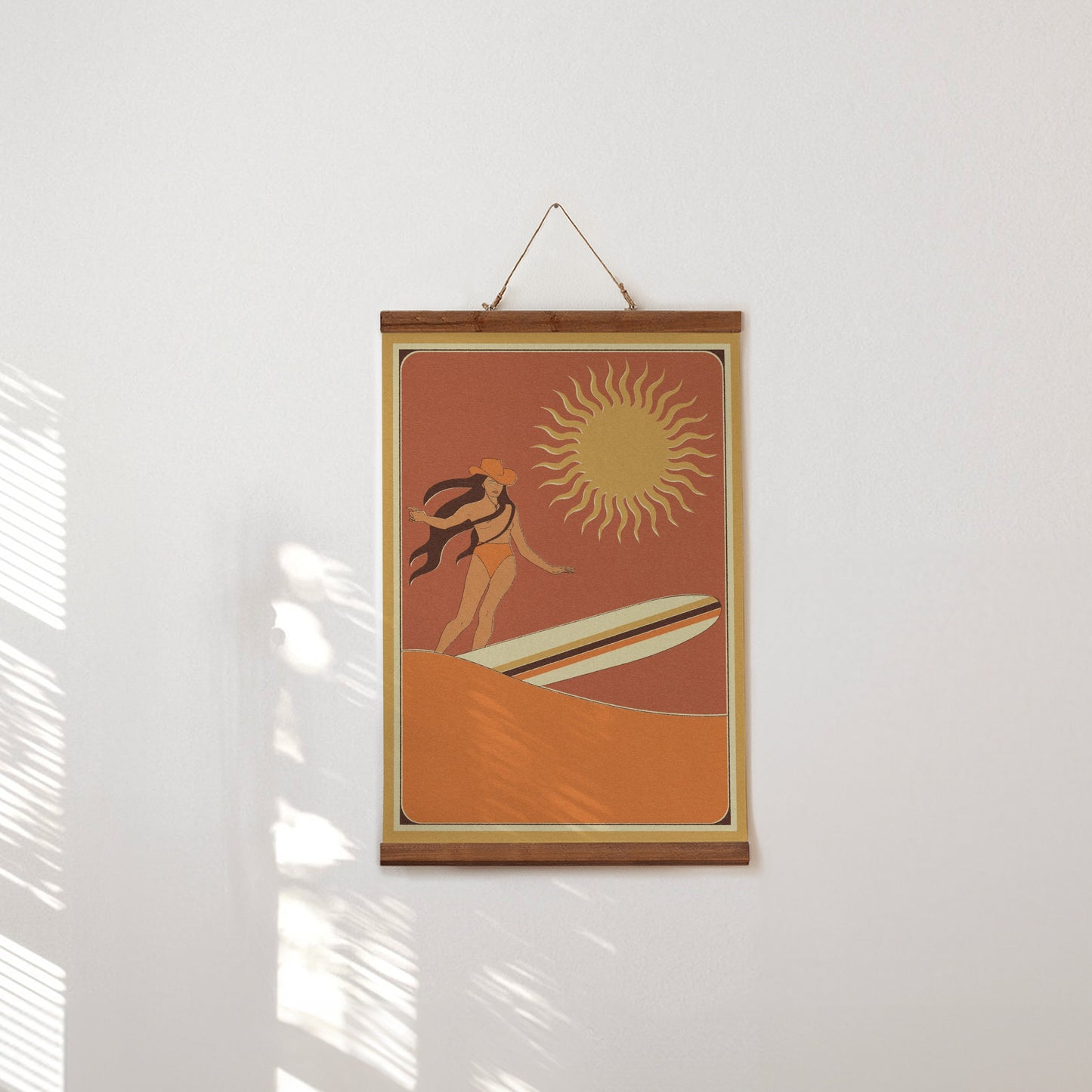 Tangerine Coastal Cowgirl-Retro western beach art