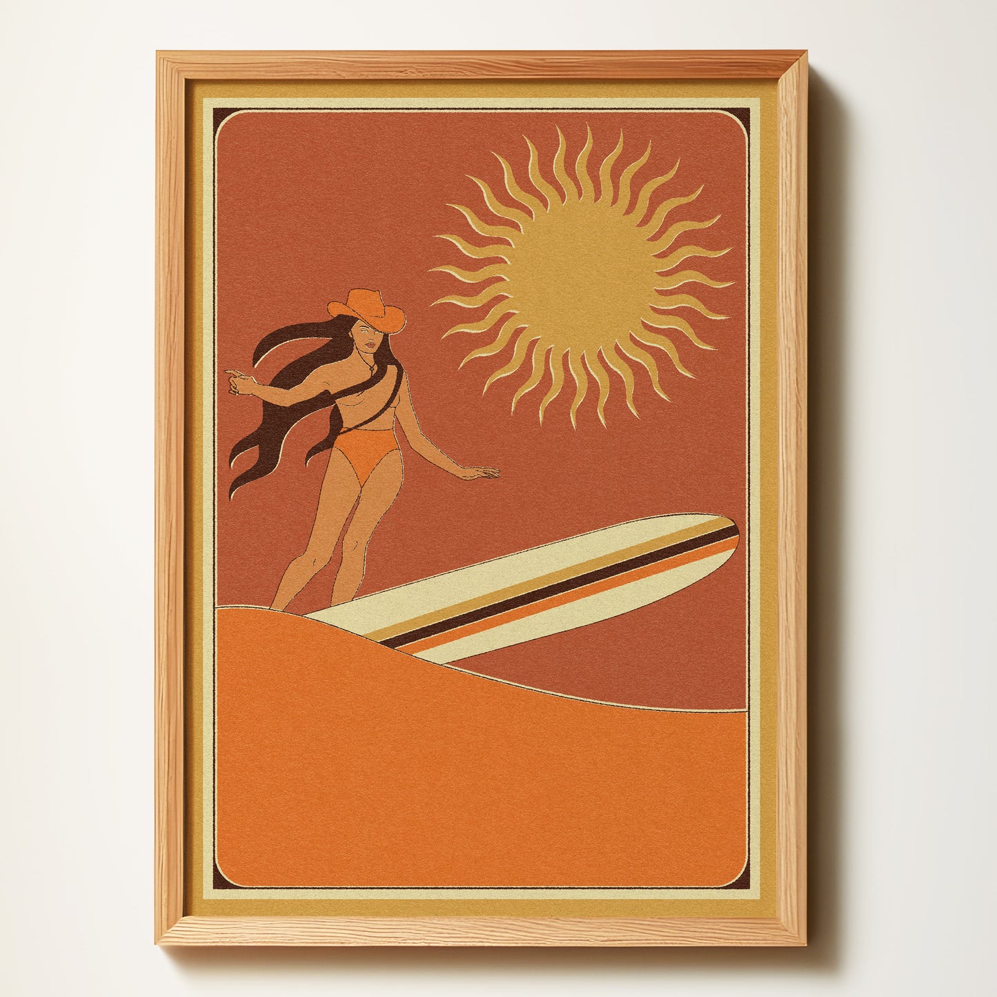 Tangerine Coastal Cowgirl-Retro western beach art