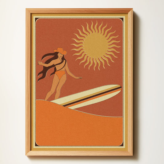 Tangerine Coastal Cowgirl-Retro western beach art