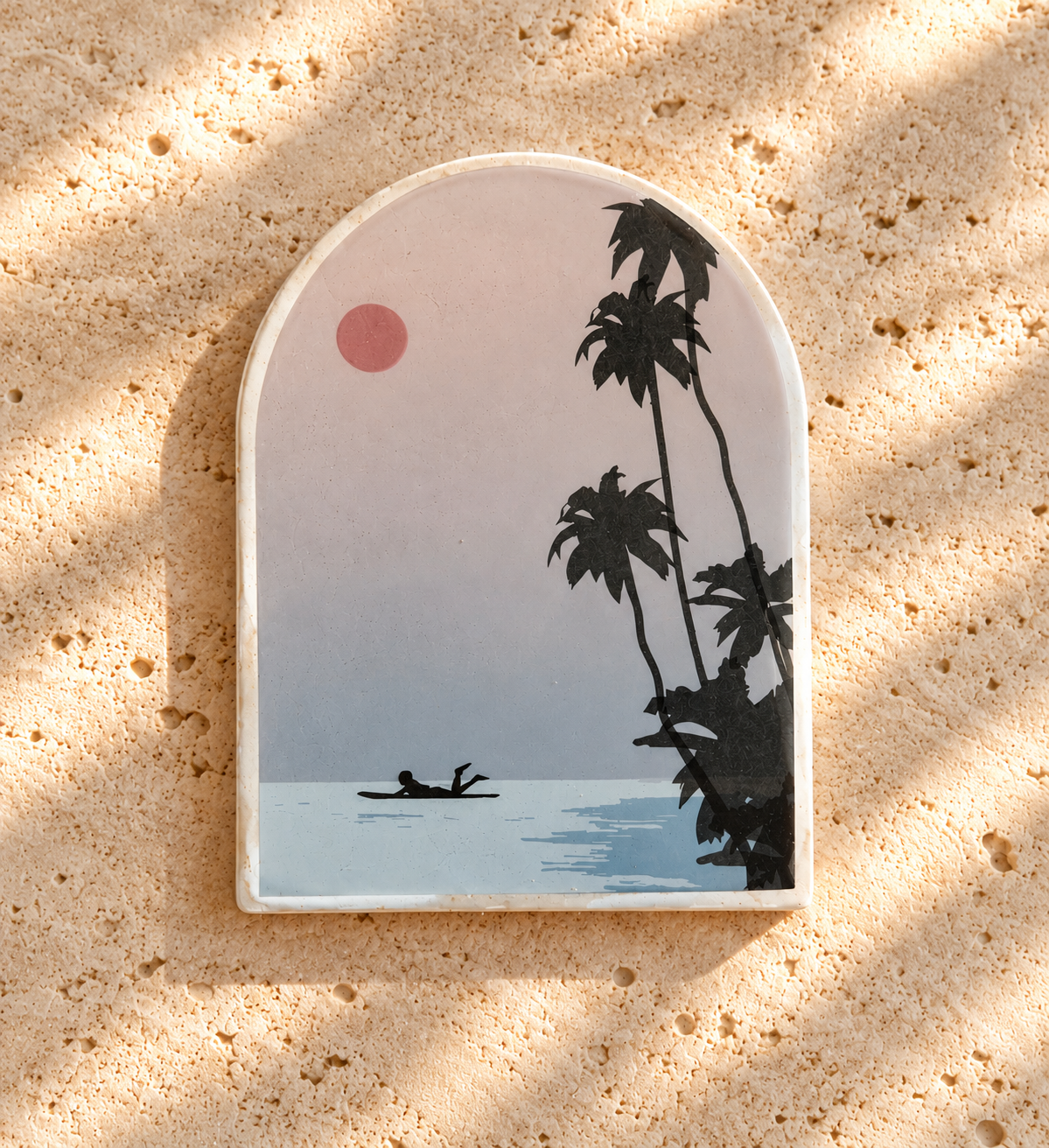 Sunset Paddle Ceramic Small Art Tile