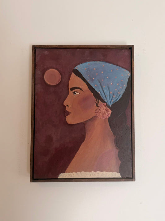 Bandana girl with Shell earring Original Painting