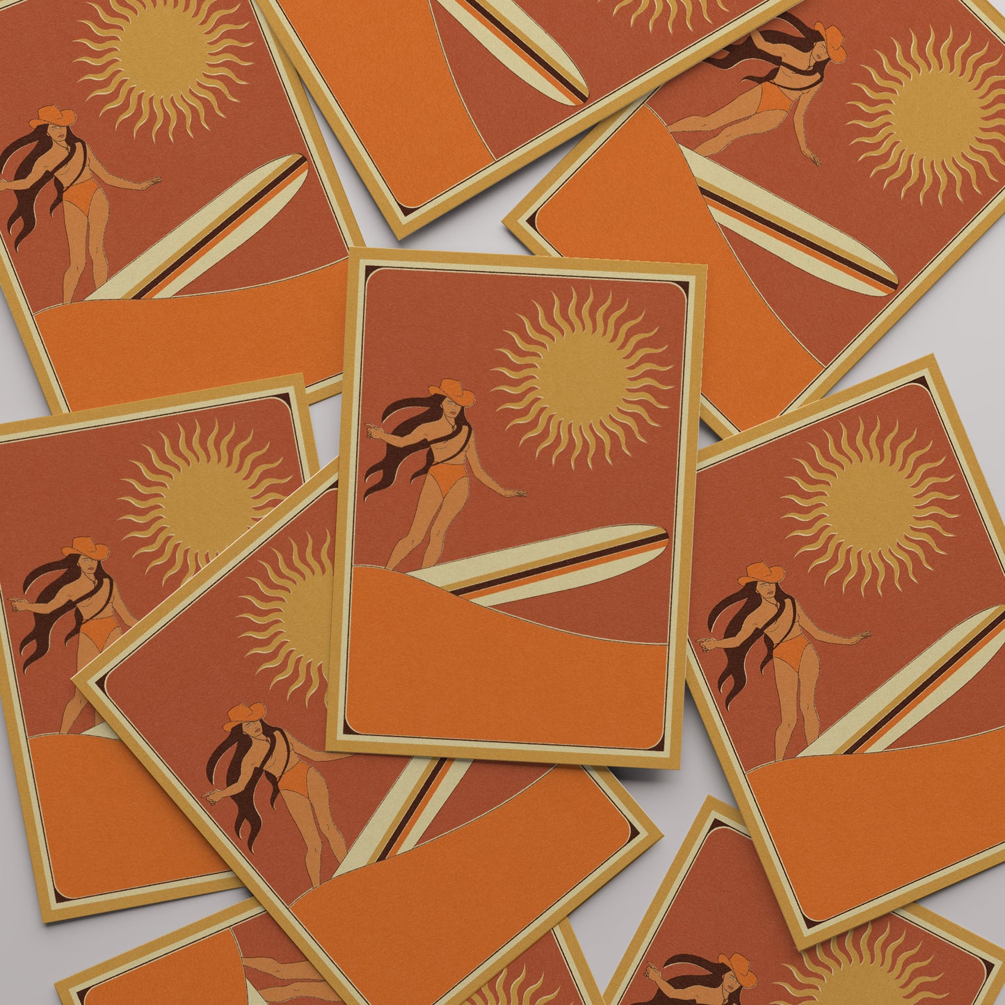 Tangerine Coastal Cowgirl-Retro western beach art