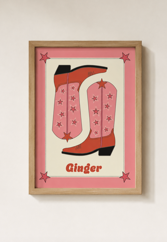Cow girl boot Custom Name Poster