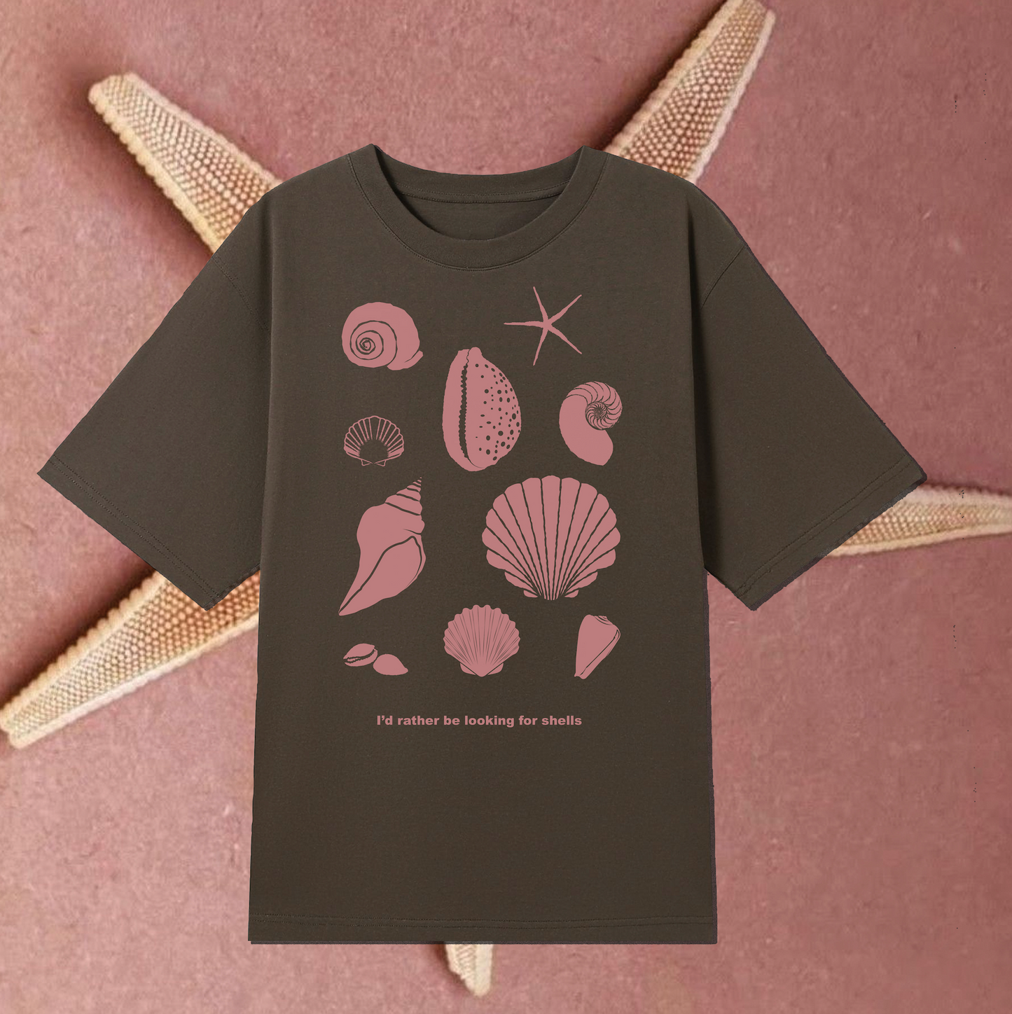 I'd Rather Be Looking for Shells Womens Oversized t-shirt Musk Pink