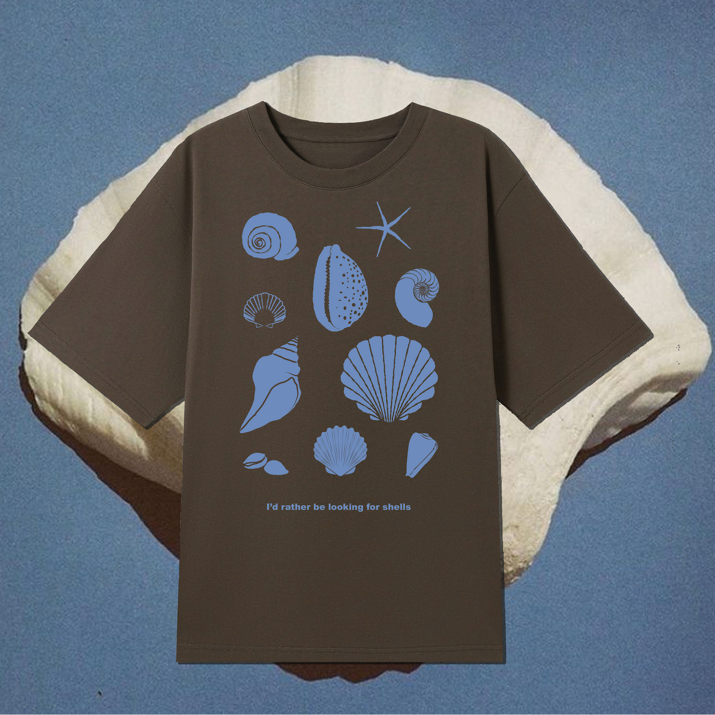 I'd Rather Be Looking for Shells Womens Oversized t-shirt Cobalt Blue