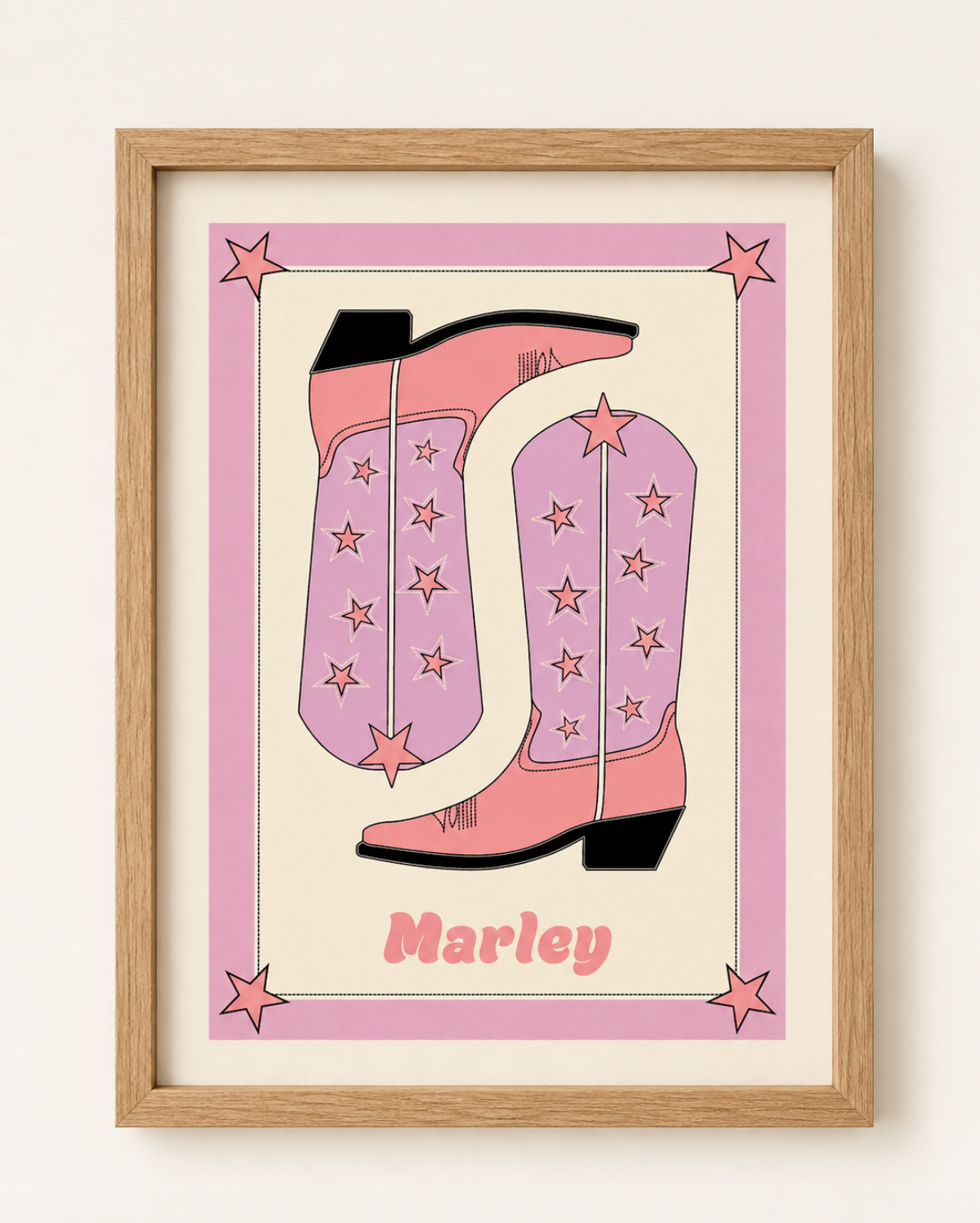 Cow girl boot Custom Name Poster