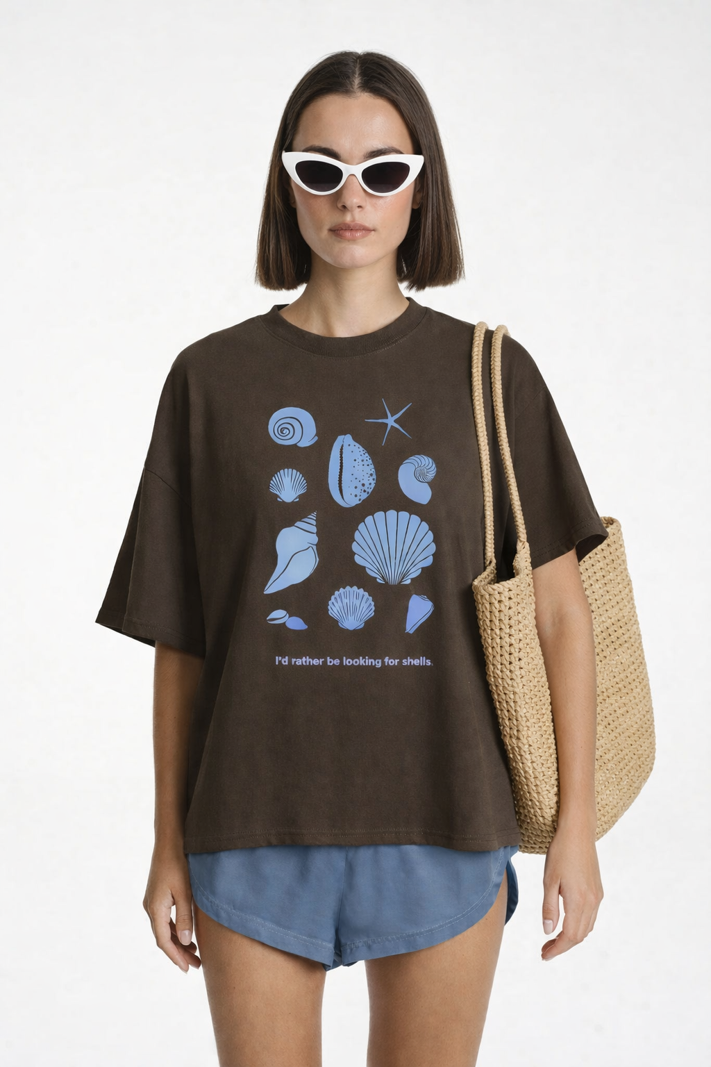 I'd Rather Be Looking for Shells Womens Oversized t-shirt Cobalt Blue