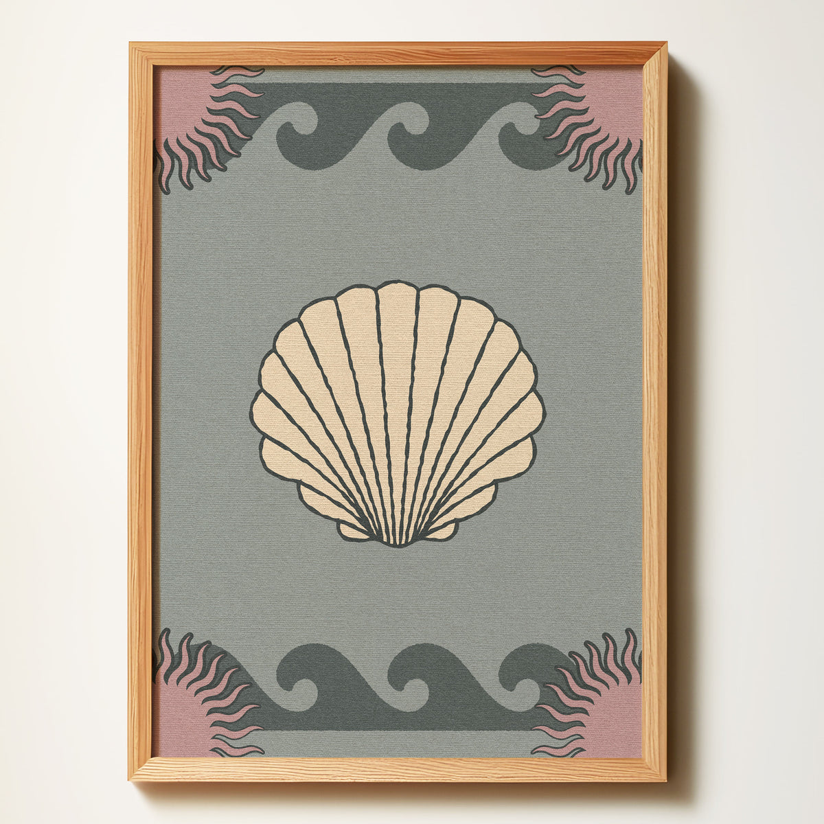 Shell Sun Wave Dusky Blue Art Print