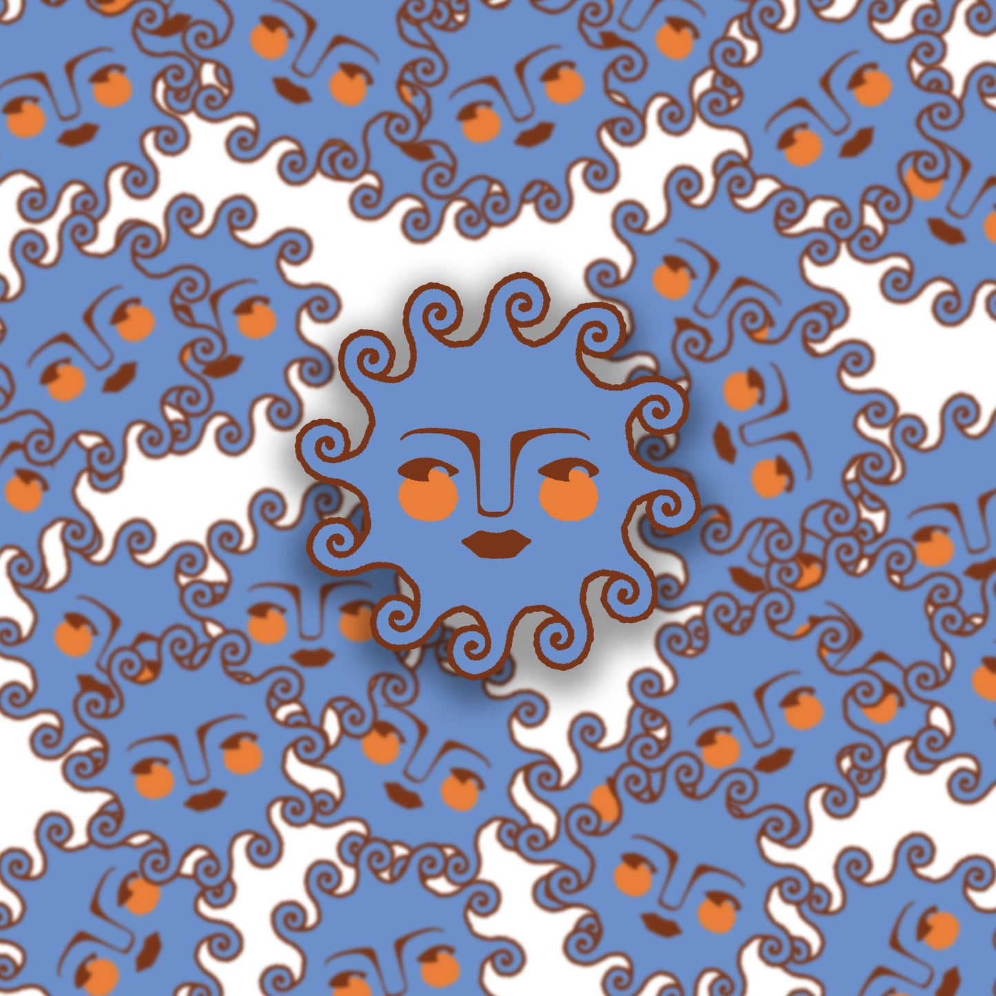 Sun Face Cerulean Blue