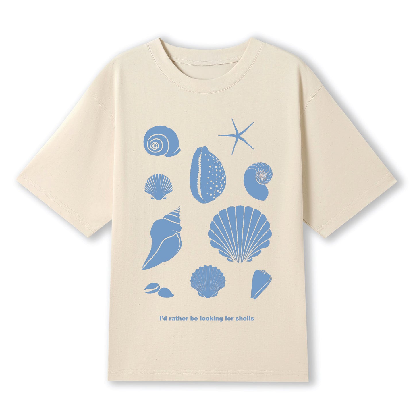 I'd Rather Be Looking for Shells Womens Oversized t-shirt Blue Natural