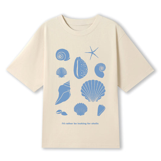 I'd Rather Be Looking for Shells Womens Oversized t-shirt Blue Natural