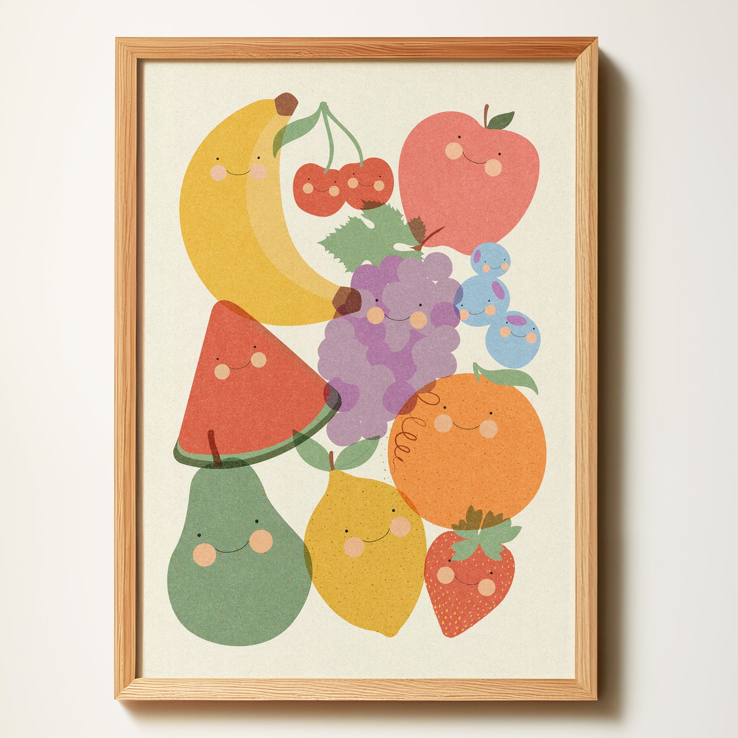 Happy Cutie Fruity Friends – Kids Art Print